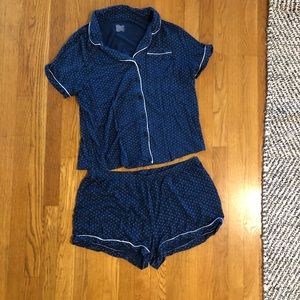 Navy Blue Polka Dot Pajama Set